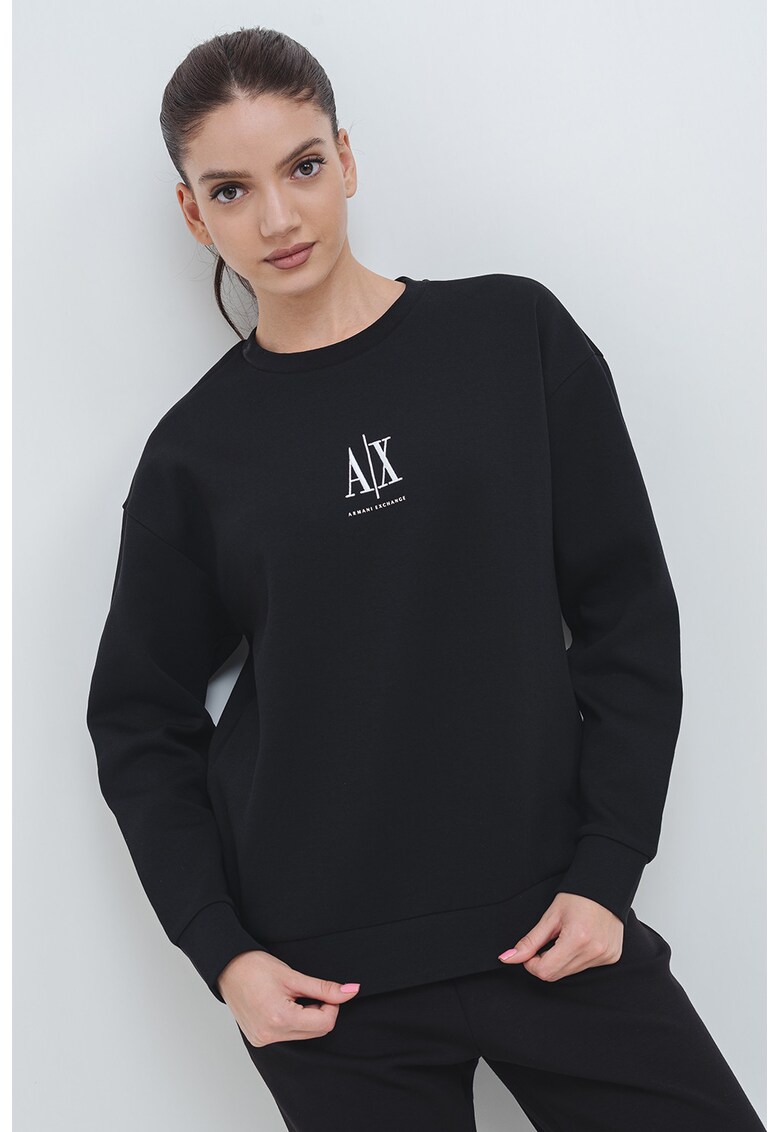 Bluza de trening din amestec de bumbac cu decolteu la baza gatului