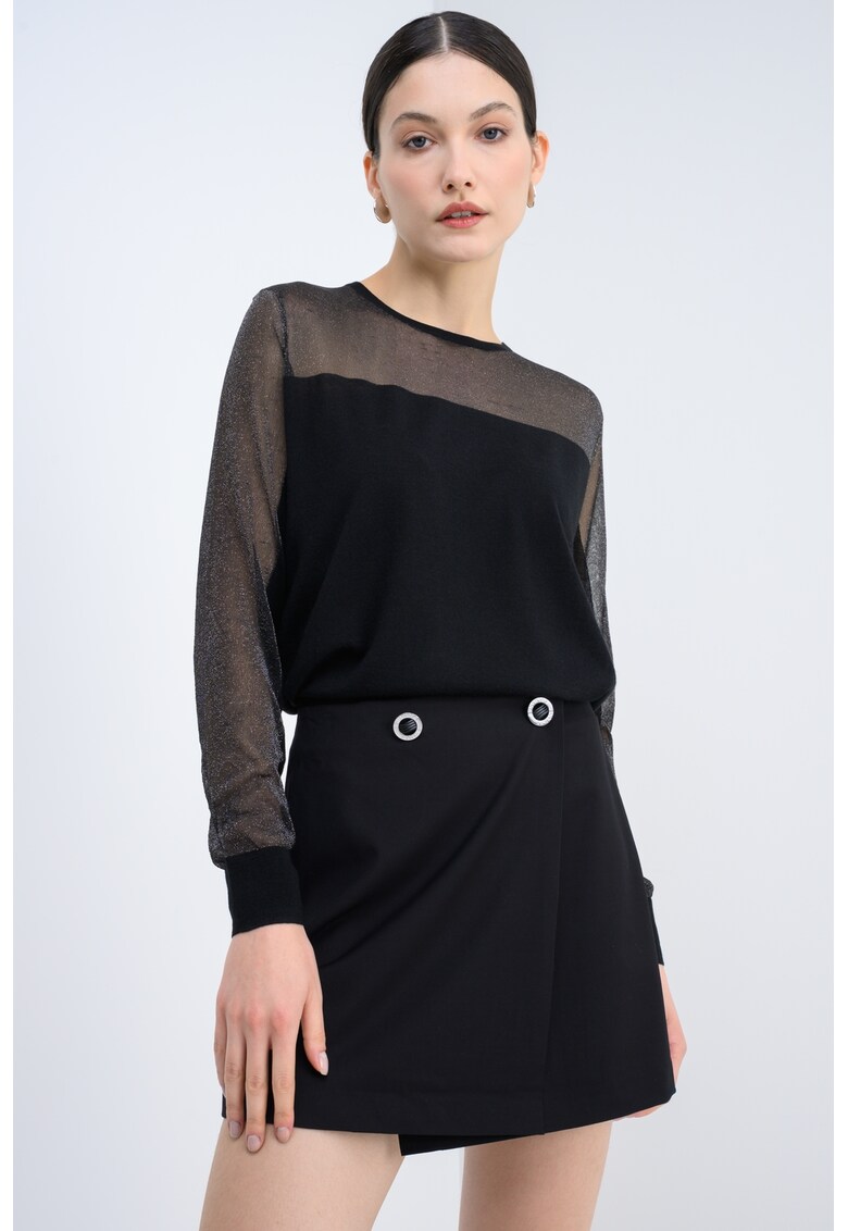 Bluza din amestec de lana cu model uni