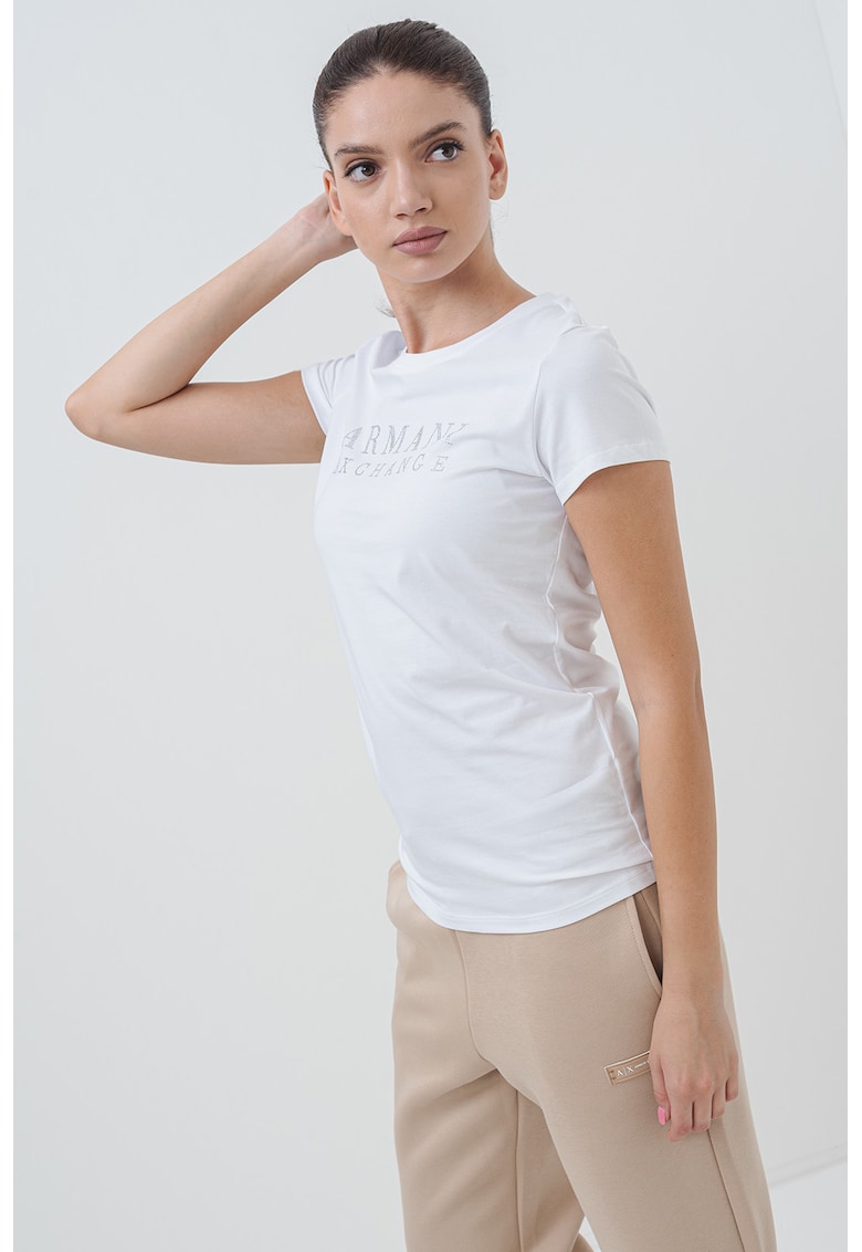 Tricou slim-fit decorat cu logo Tricou slim-fit decorat cu logo
