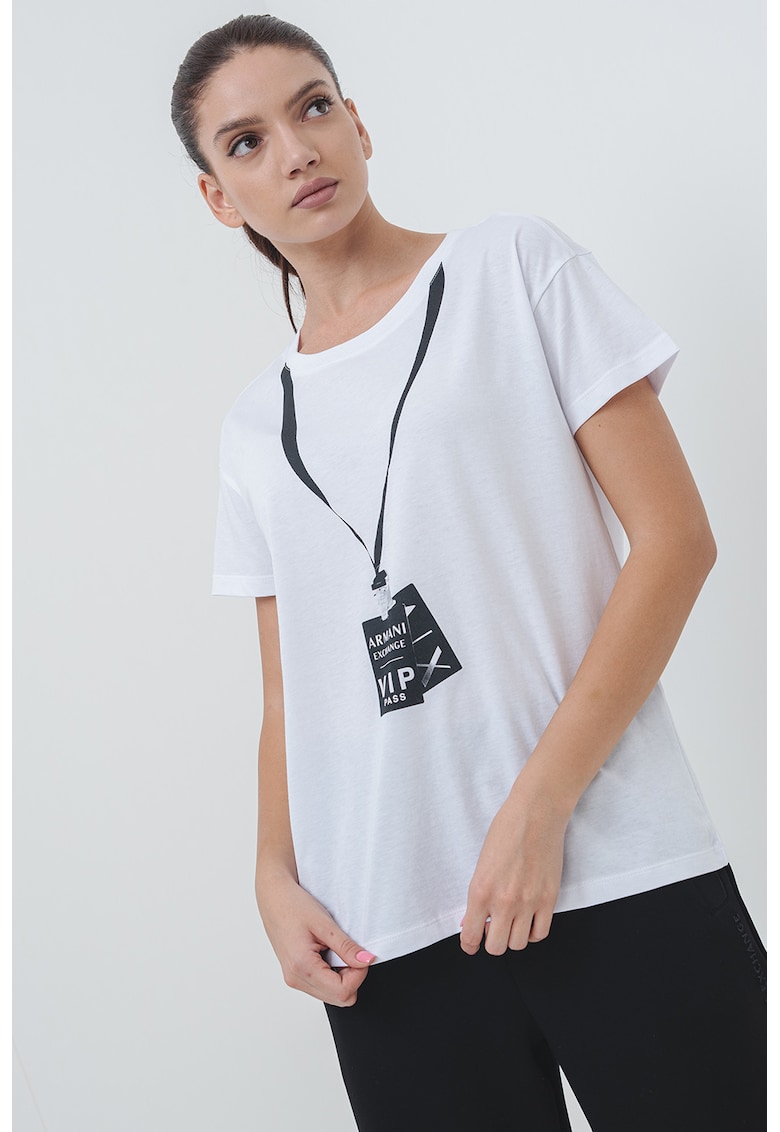 Tricou lejer din bumbac cu imprimeu logo