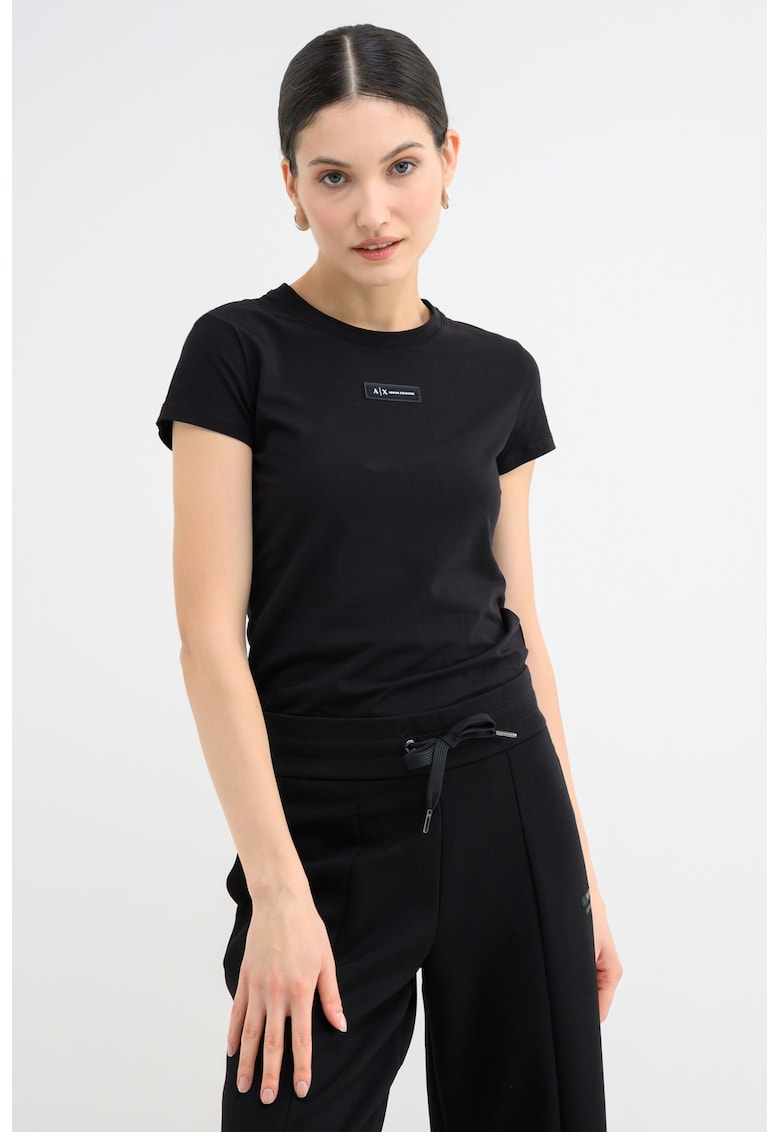 Tricou slim-fit cu logo - Negru