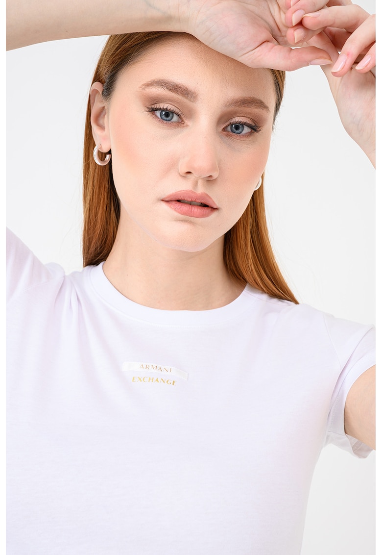 Tricou slim fit de bumbac cu logo discret