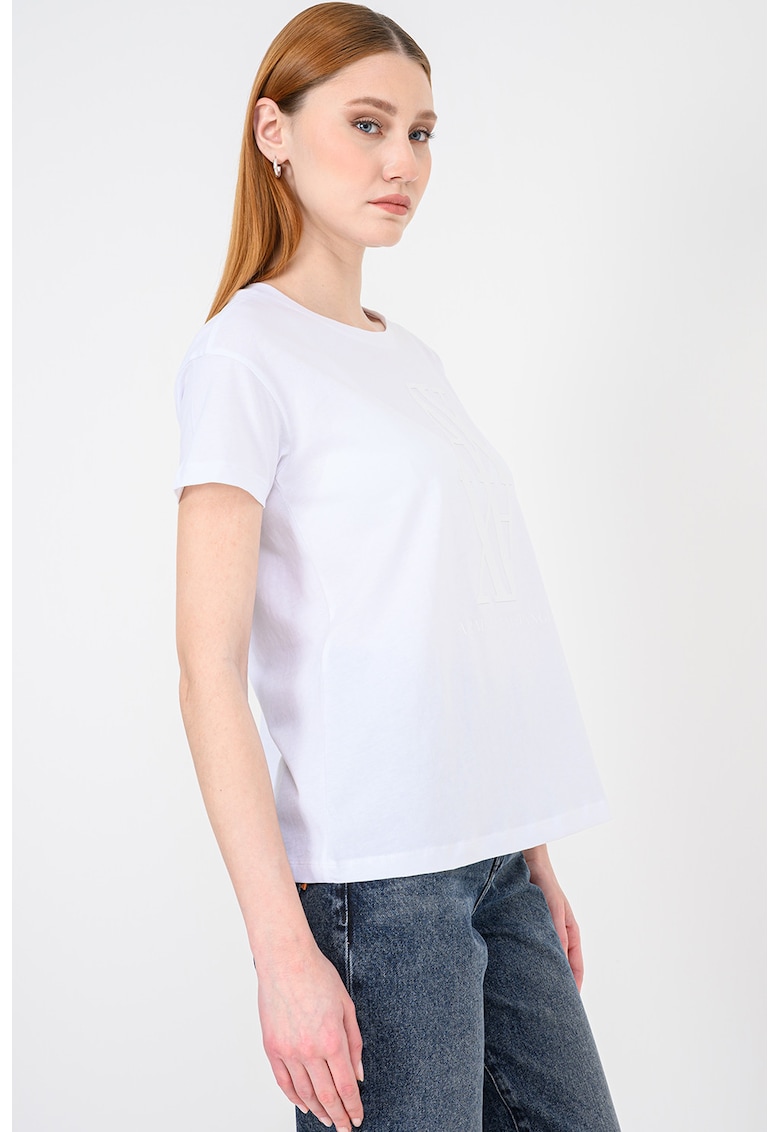 Tricou lejer cu decolteu rotund - Alb optic