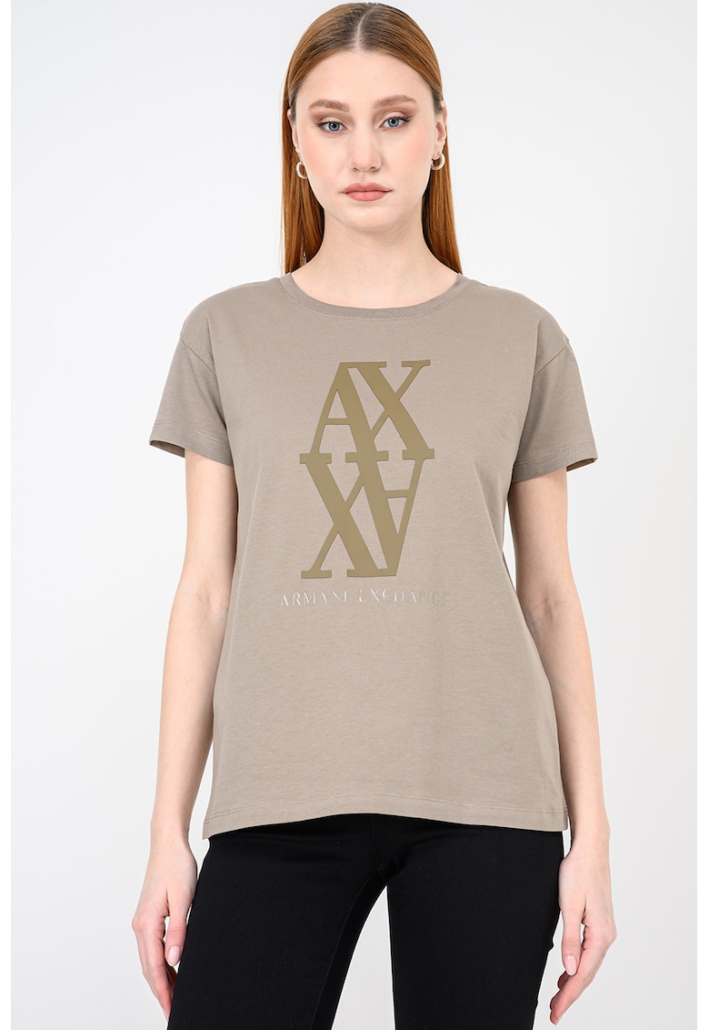 Tricou lejer cu decolteu rotund - Maro taupe deschis