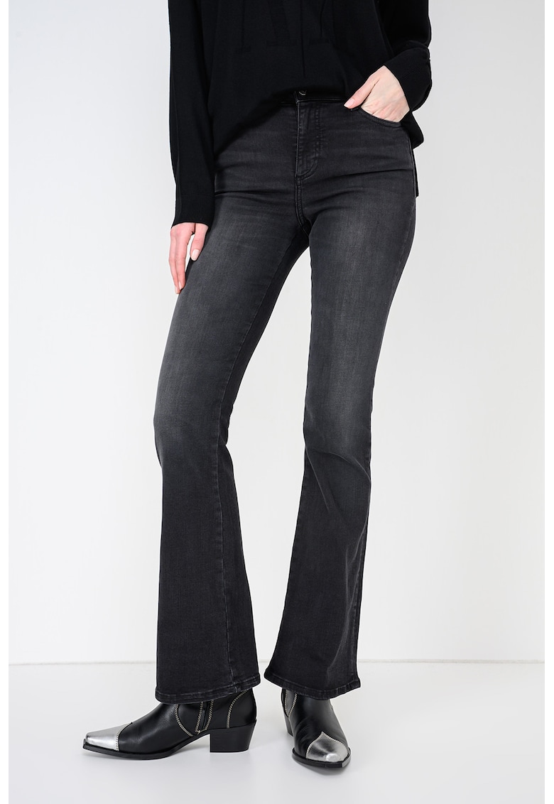Blugi bootcut cu aspect decolorat - Gri antracit