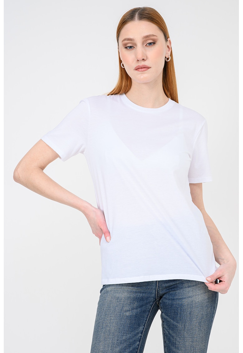 Tricou uni cu decolteu la baza gatului - Alb