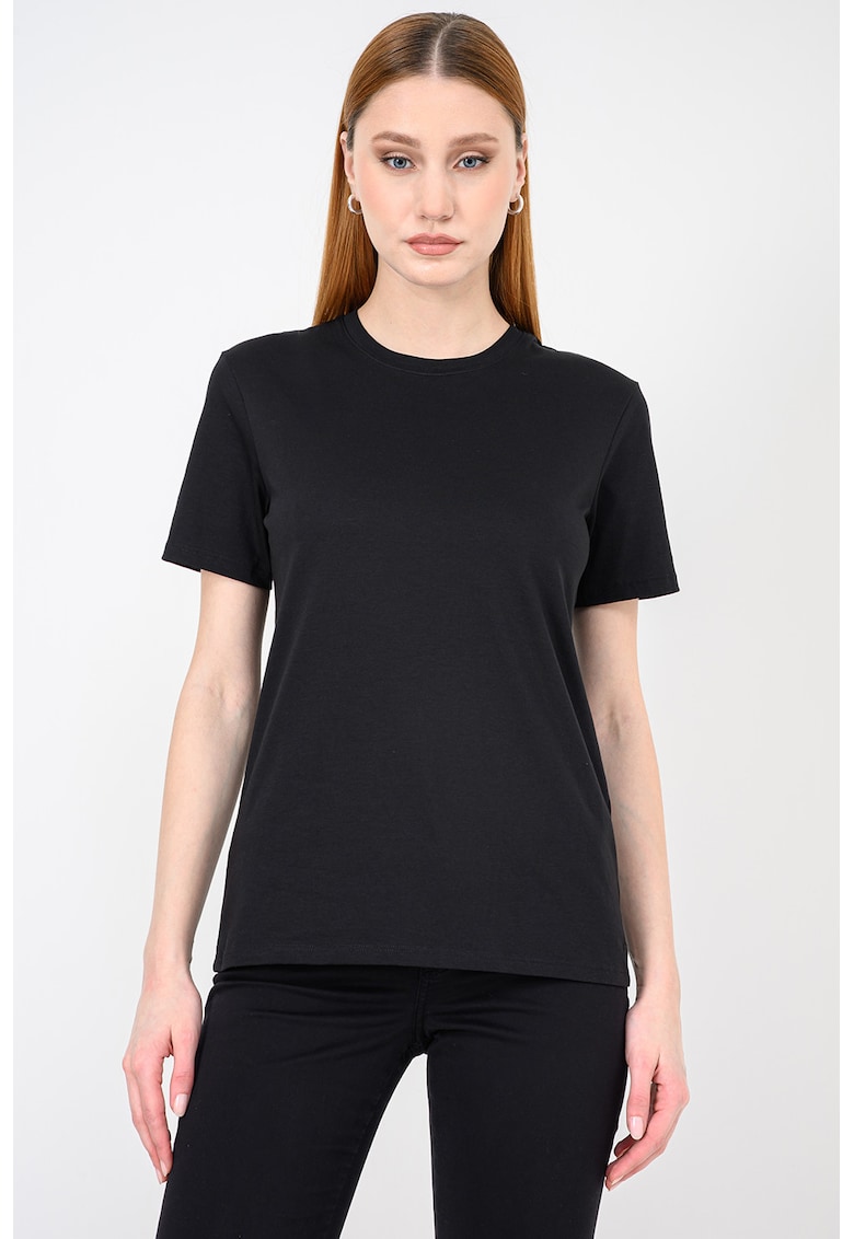 Tricou uni cu decolteu la baza gatului - Negru
