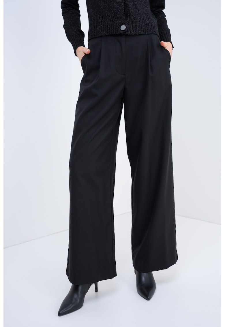 Pantaloni uni cu talie inalta