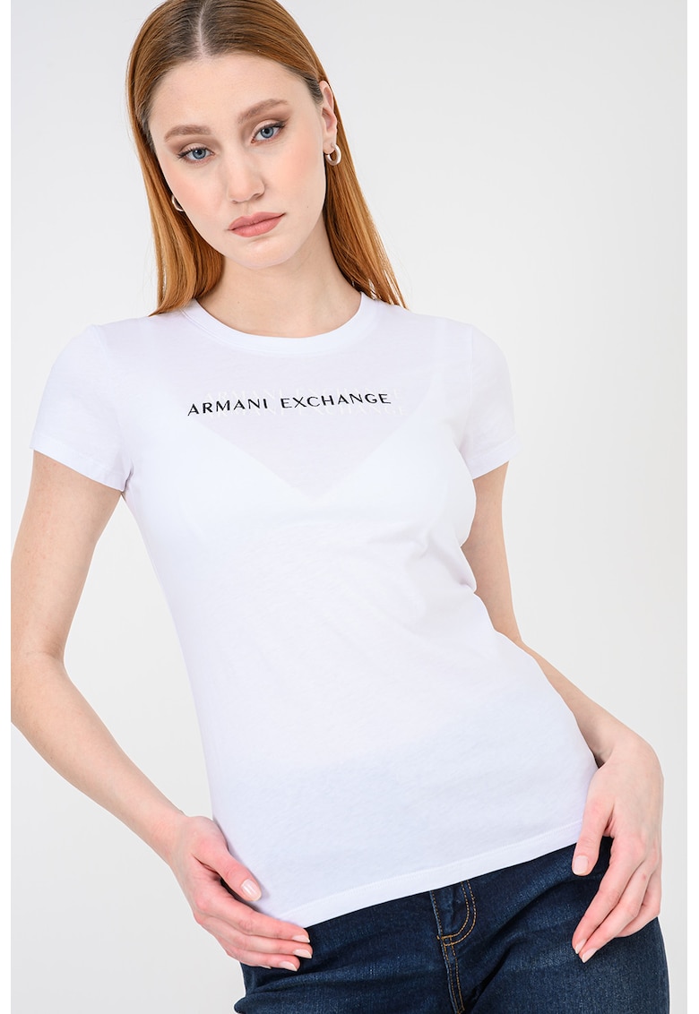 Tricou slim fit de bumbac - Negru/Alb optic