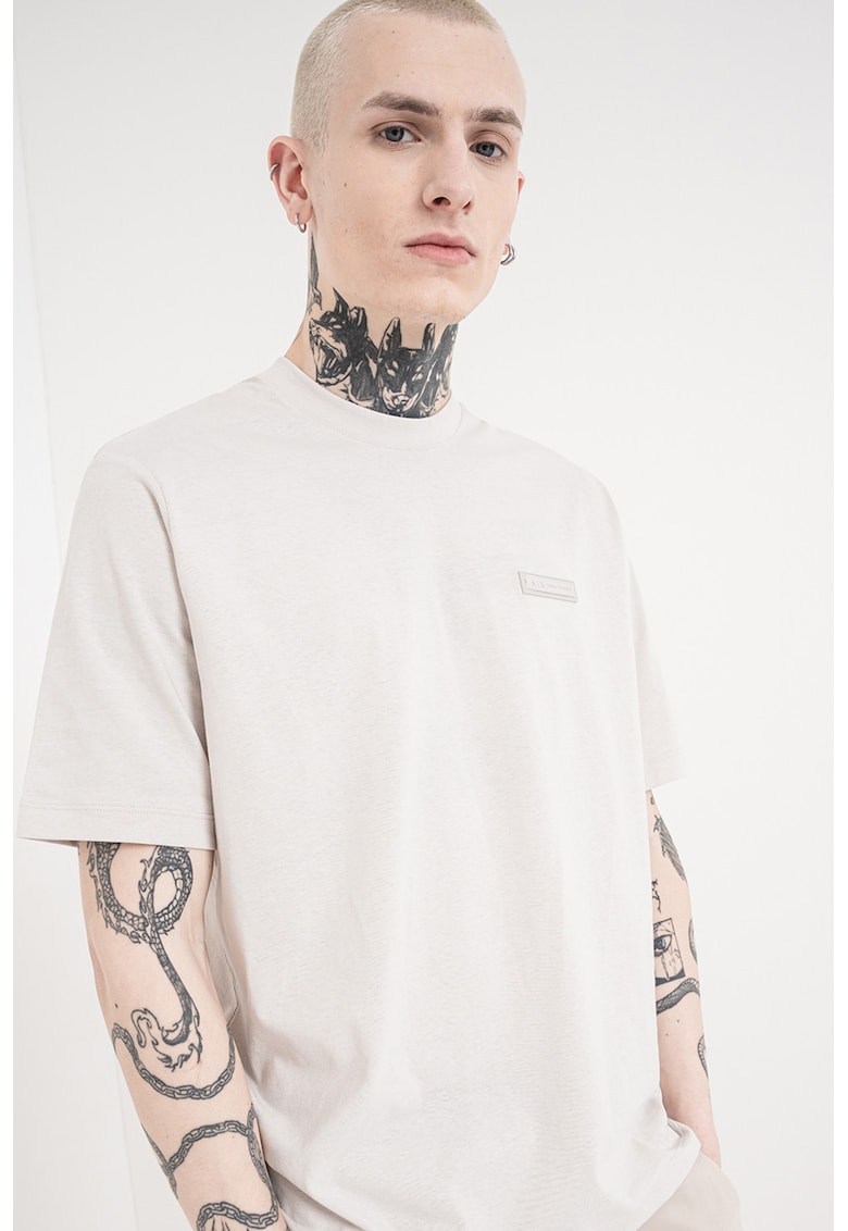 Tricou de bumbac cu logo pe spate - Gri deschis