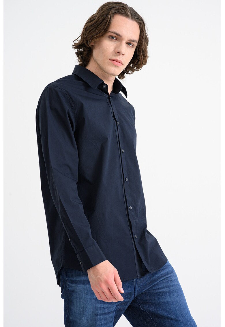 Camasa din amestec de bumbac cu guler clasic