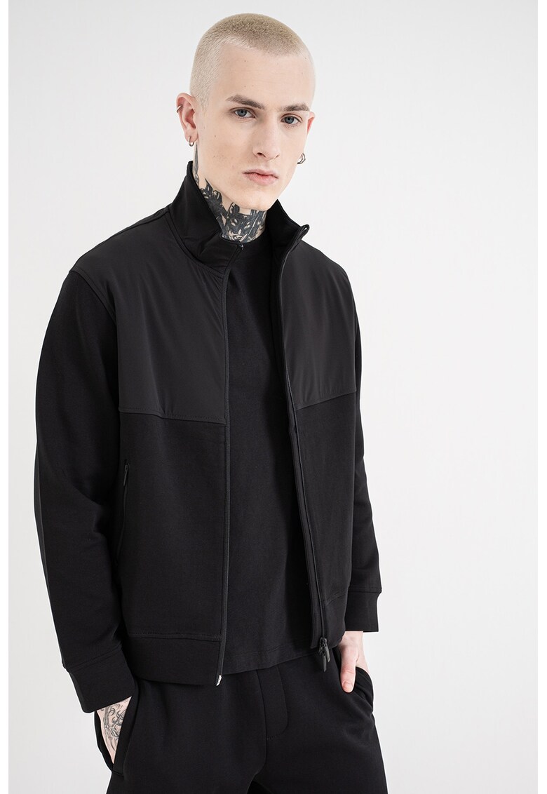 Bluza de trening cu fermoat si guler mediu