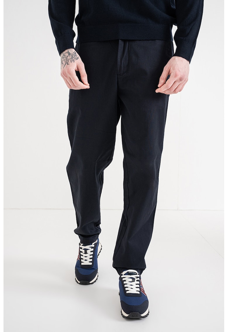 Pantaloni drepti de bumbac cu talie medie