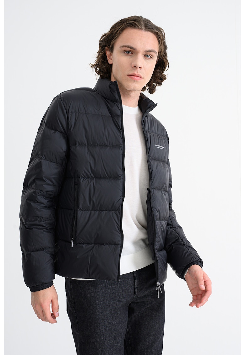 Geaca cu vatelina si guler inalt - Negru