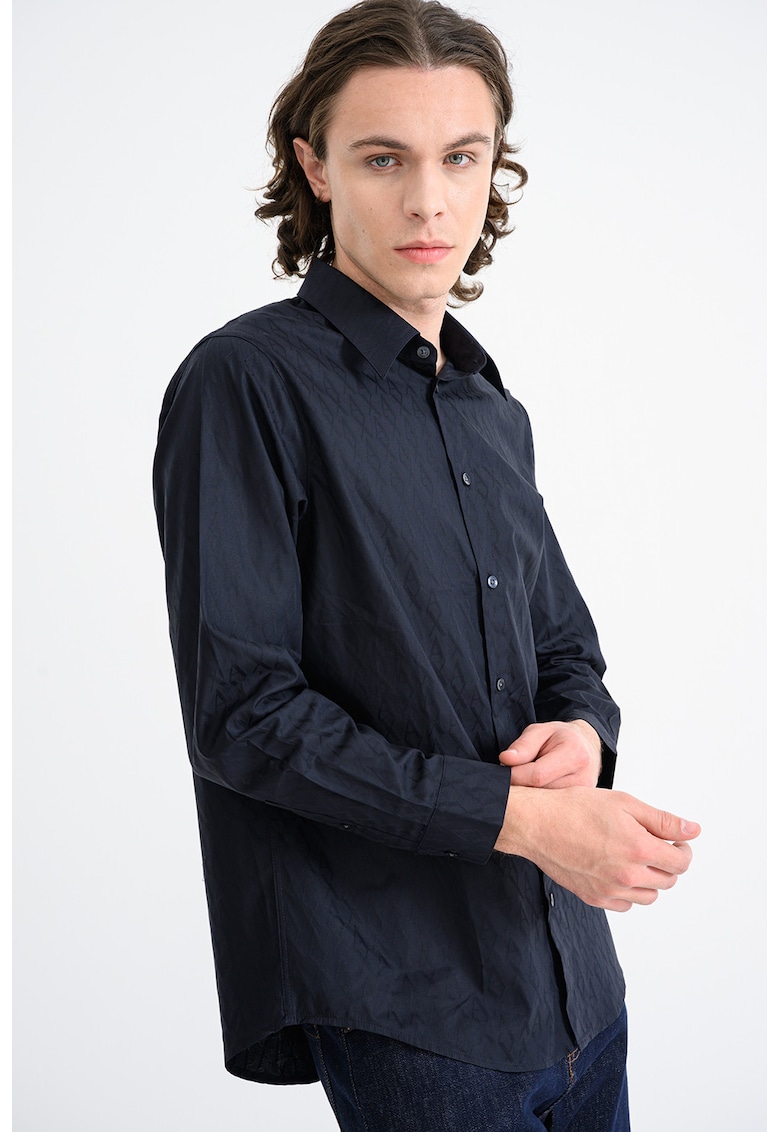 Camasa cu model monograma - Albastru ultramarin