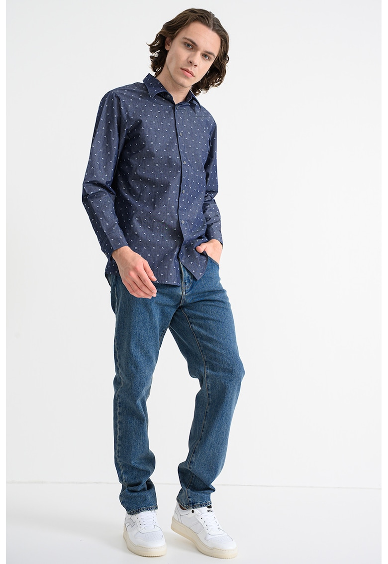 Camasa de bumbac cu buline - Alb/Albastru inchis