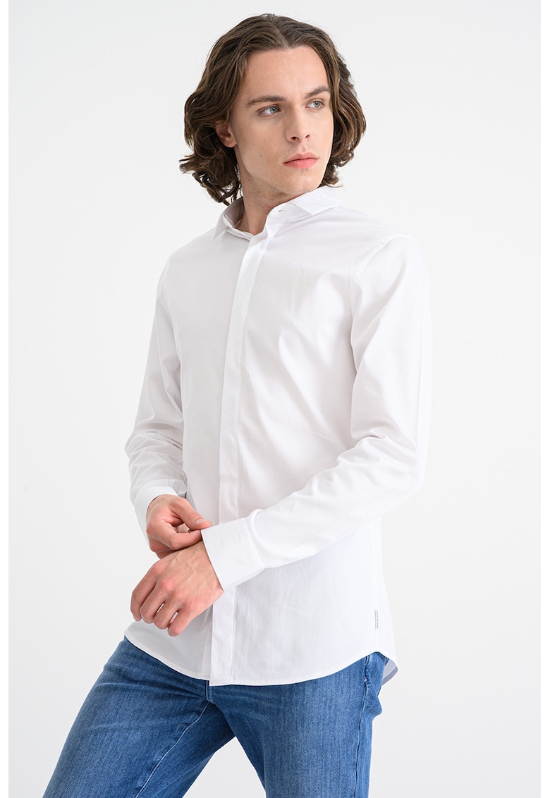 Camasa uni din amestec de bumbac - Alb optic