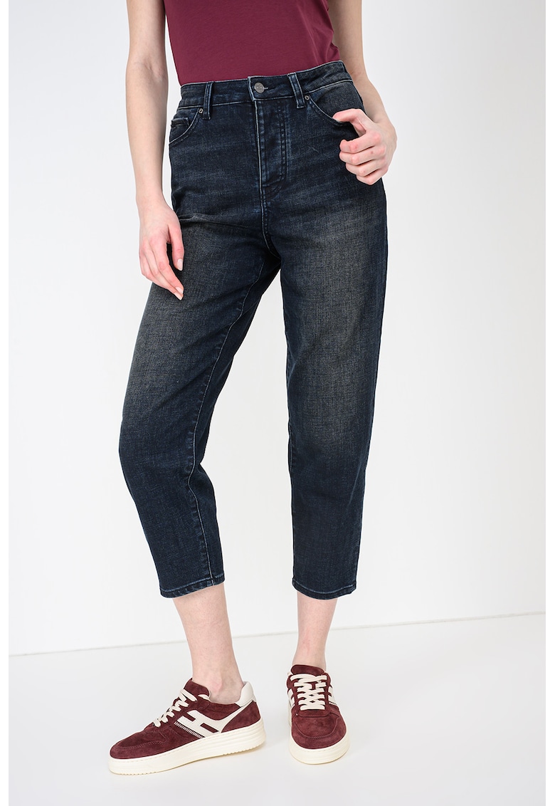 Blugi crop cu talie inalta - Albastru ultramarin