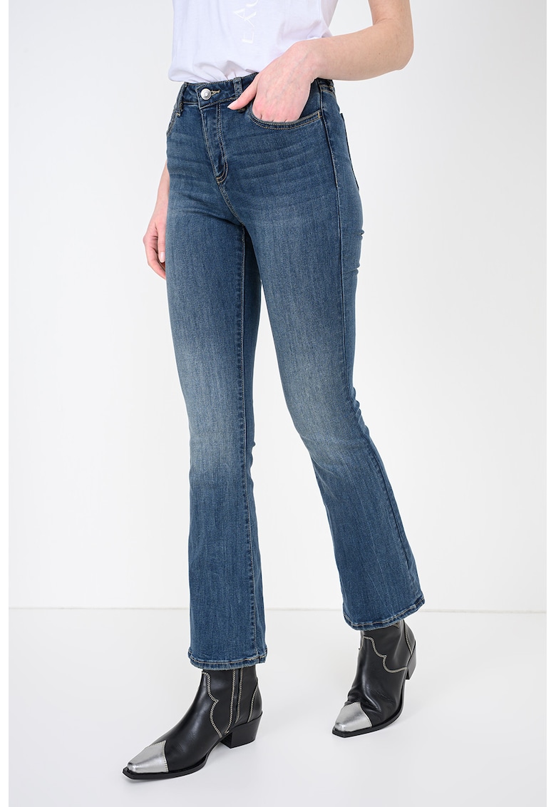 Blugi bootcut cu talie medie - Albastru inchis