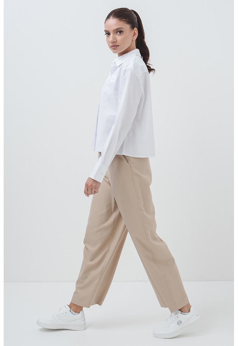 Camasa crop din amestec de bumbac