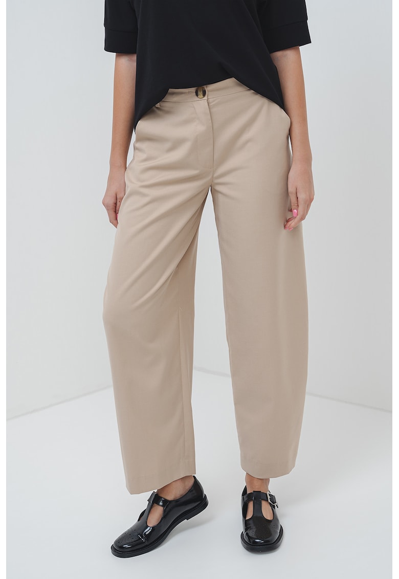 Pantaloni relaxed-fit cu talie inalta