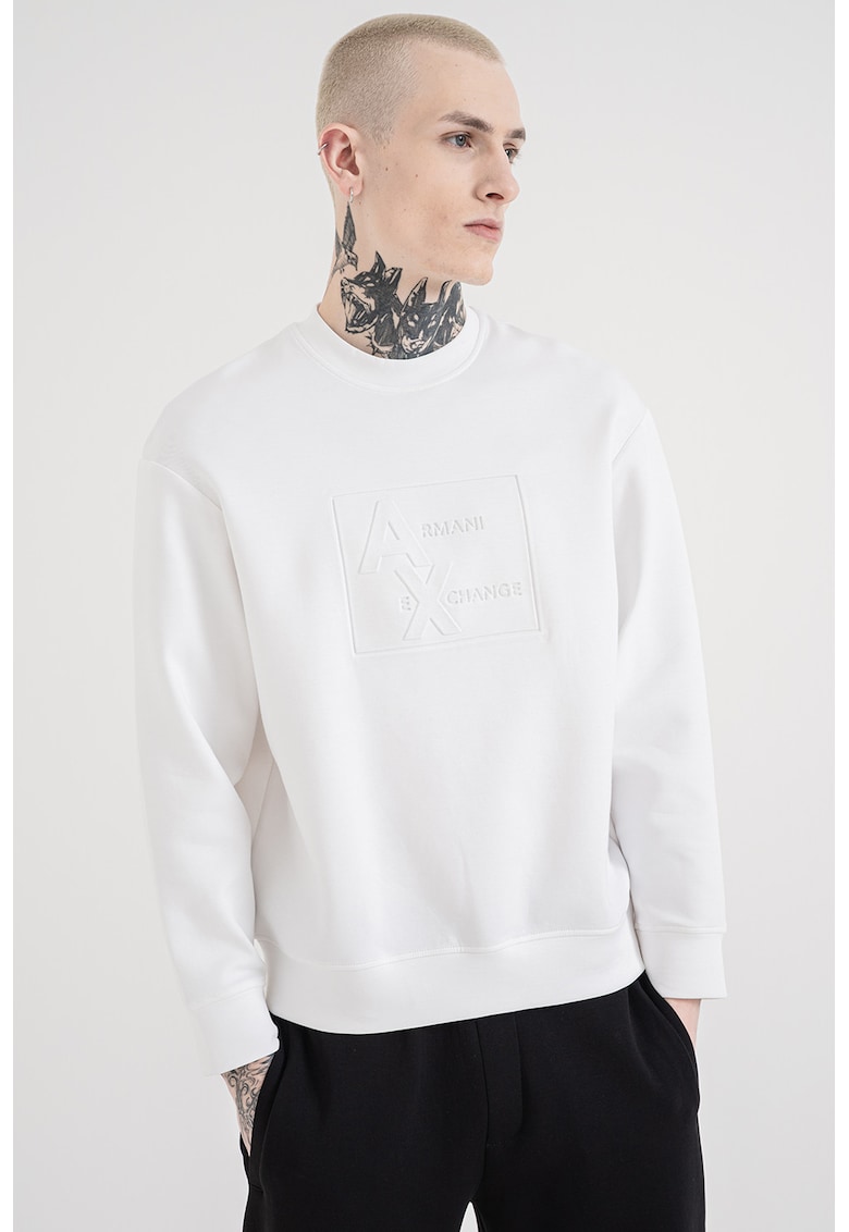 Bluza de trening din amestec de bumbac cu logo - Alb