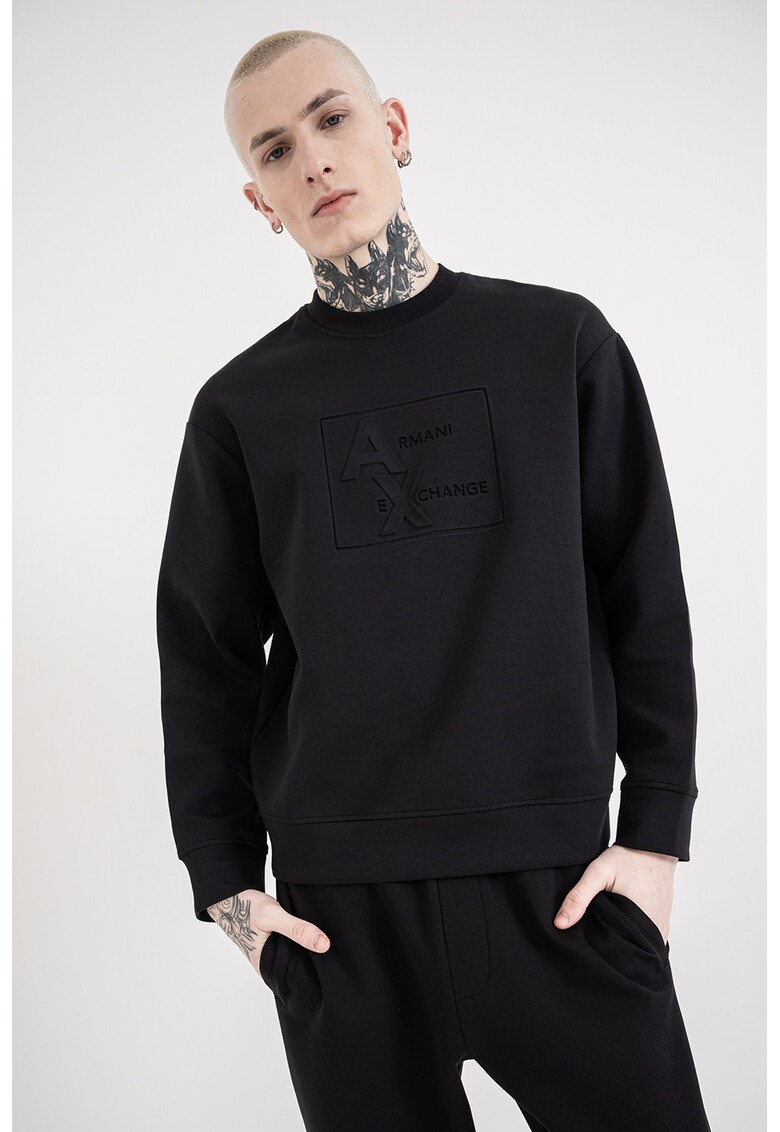 Bluza de trening din amestec de bumbac cu logo - Negru