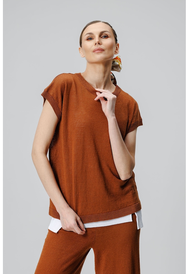 Tricou uni de in cu decolteu rotund