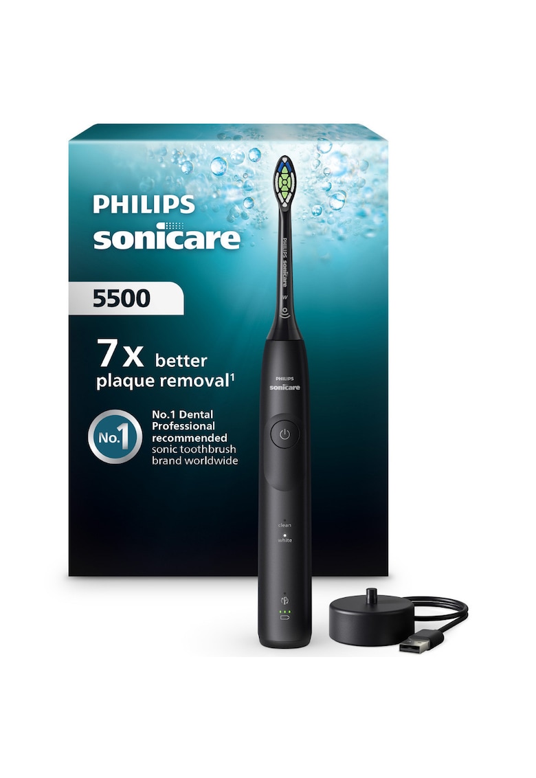 Periuta de dinti electrica HX7111/01 - 62.000 miscari/minut - autonomie 21 zile - 2 moduri periere - senzor presiune integrat - functia BrushSync - capat de periere Otimal White - negru