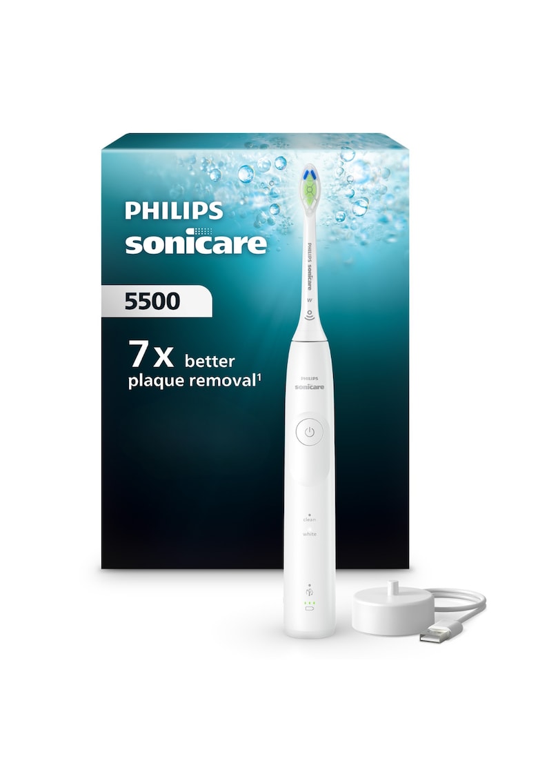 Periuta de dinti electrica HX7110/01 - 62.000 miscari/minut - autonomie 21 zile - 2 moduri periere - senzor presiune integrat - functia BrushSync - capat de periere Otimal White - alb