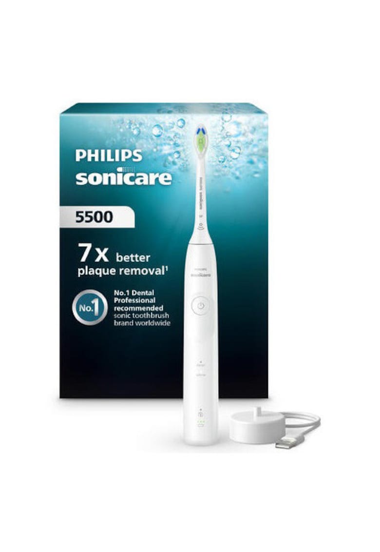 Periuta de dinti electrica HX7110/01 - 62.000 miscari/minut - autonomie 21 zile - 2 moduri periere - senzor presiune integrat - functia BrushSync - capat de periere Otimal White - alb