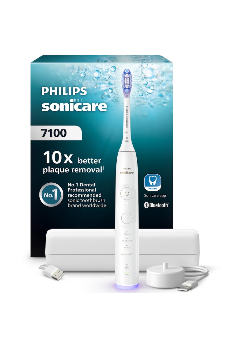 Periuta de dinti electrica HX7420/01 - 62.000 miscari/minut - conectata la apilcatie - autonomie 21 zile - 4 mod de periere -3 intensitati - senzor presiune luminos - functia BrushSync - capat de periere GumCare - toc functie incarcare - alb