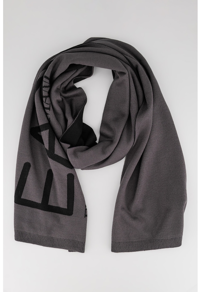 Fular cu logo supradimensionat - Negru stins/Gri carbune