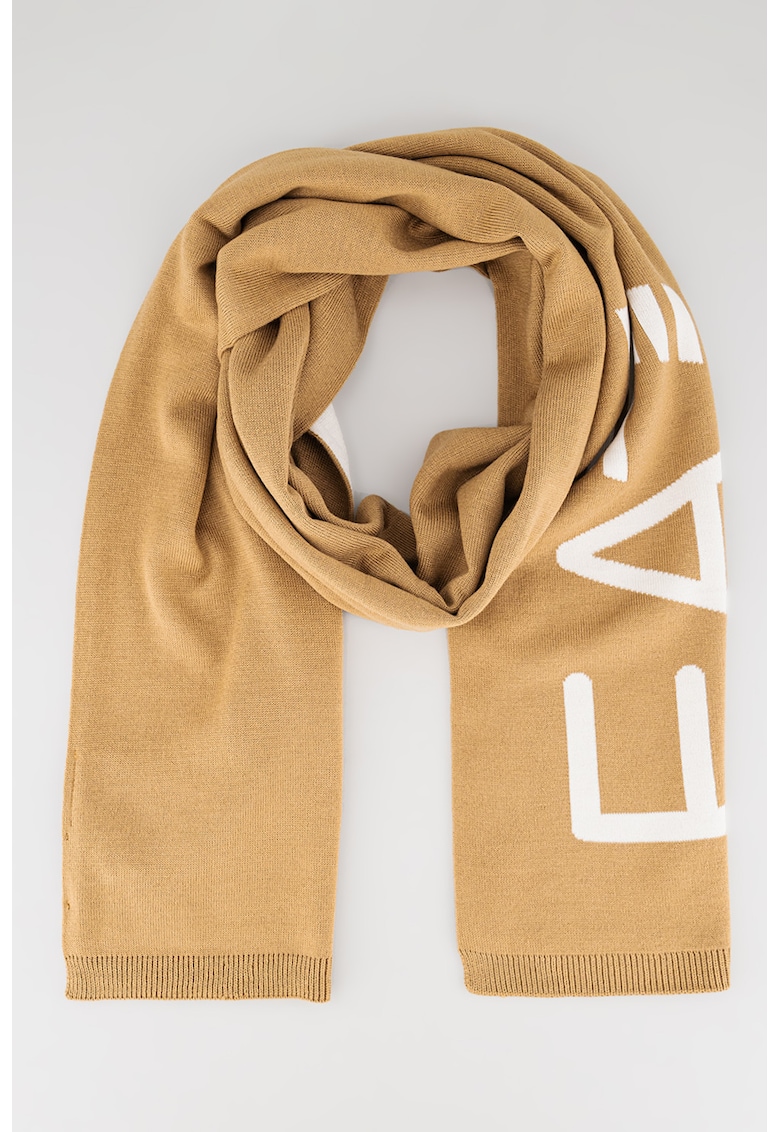 Fular cu logo supradimensionat - Alb/Caramel