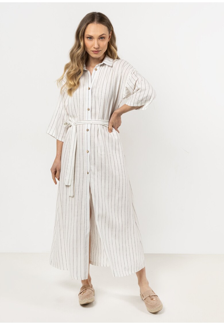 Rochie tip camasa A730 - eleganta - in/viscoza - alb