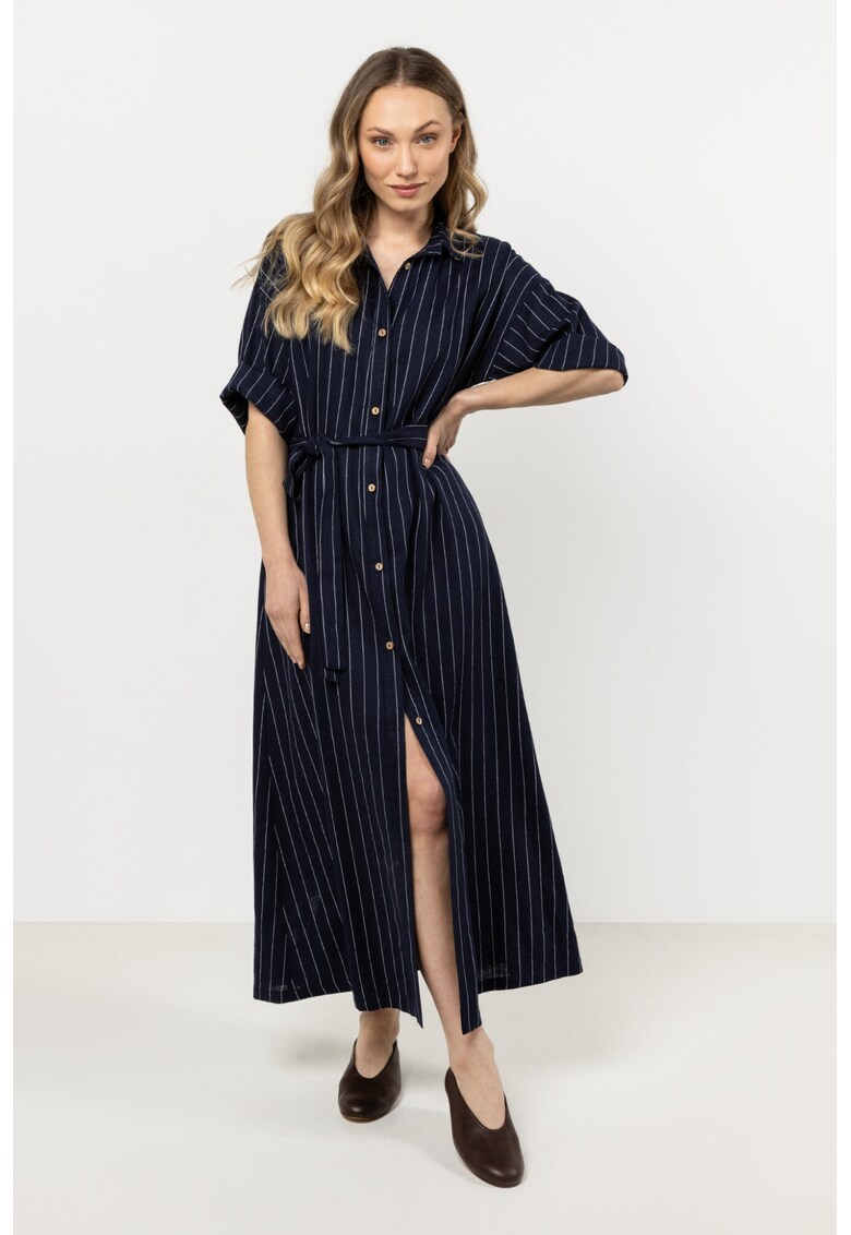 Rochie tip camasa - A730 - in/viscoza - bleumarin