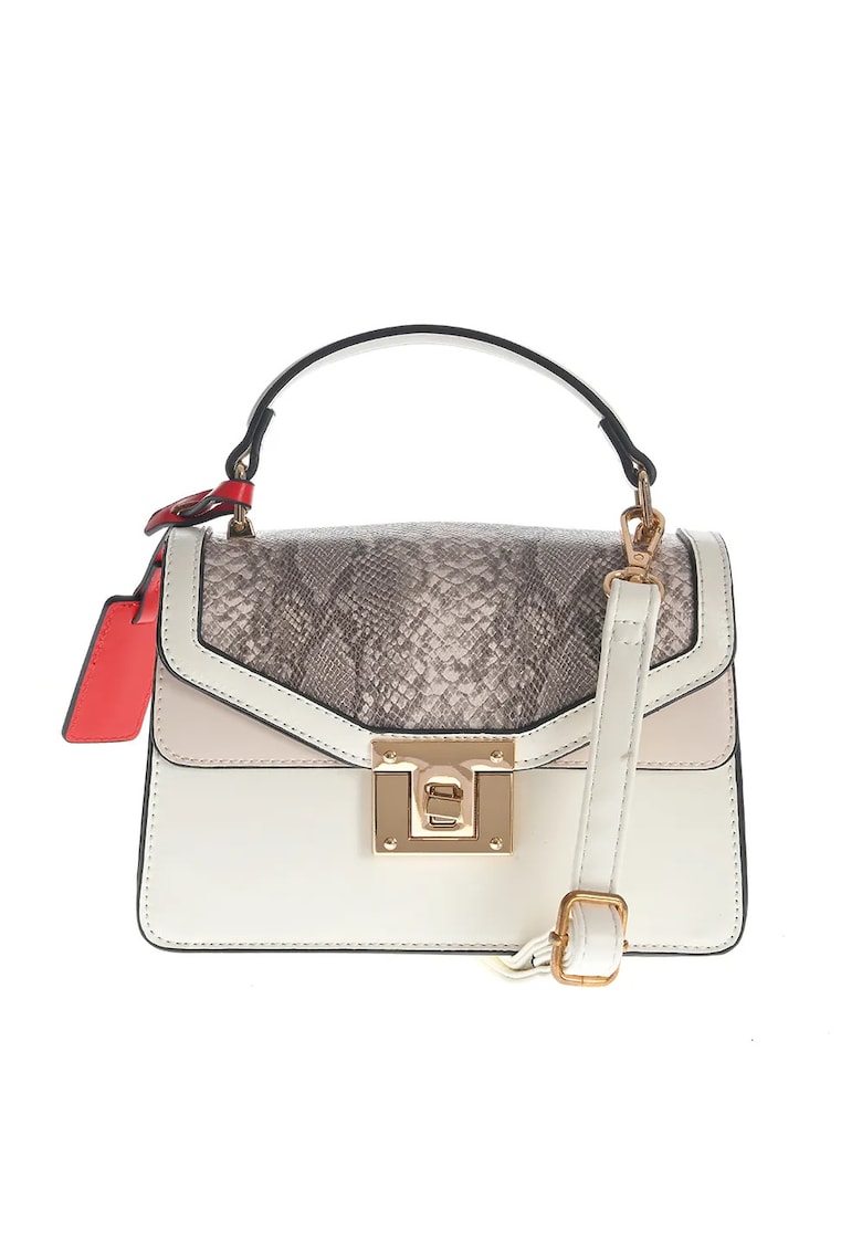 Geanta crossbody alba cu model animal print