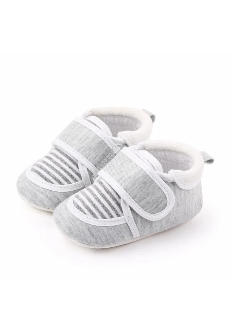 Pantofi Sport Cu Dungi - Elegant - Textil - Baieti - Velcro - Gri - 3-6 luni -