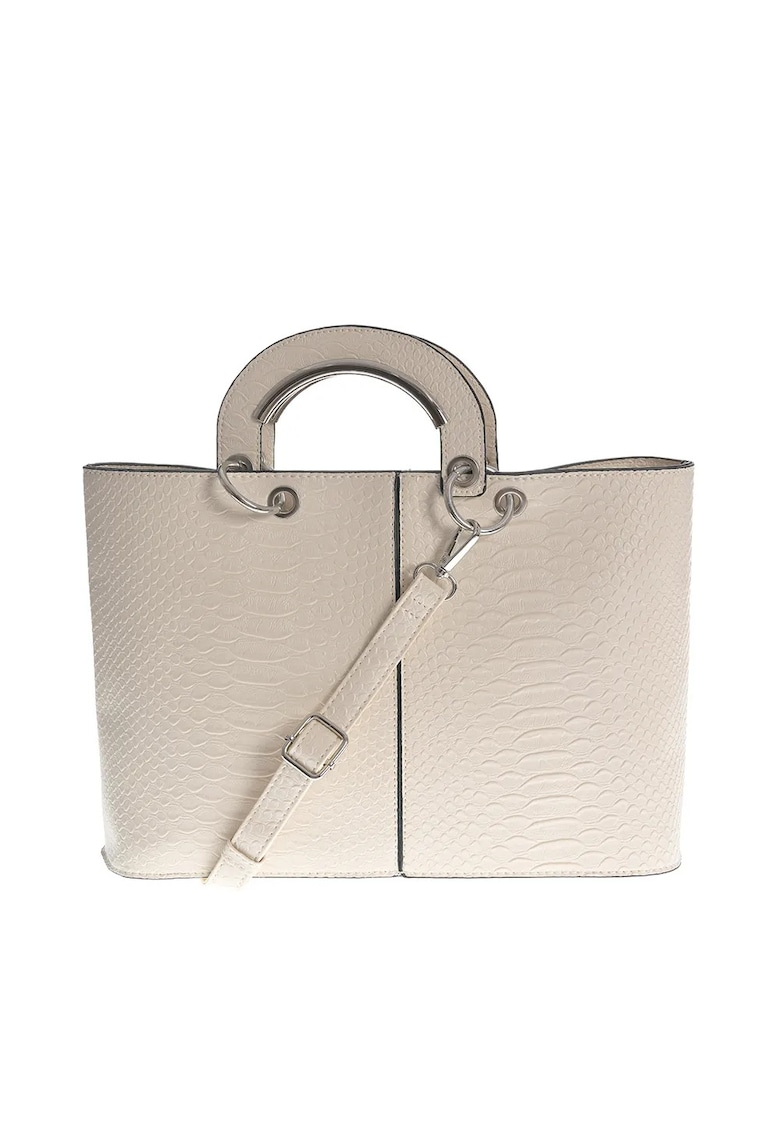 Geanta alba cu aspect piele de sarpe