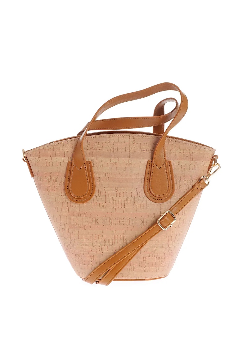 Geanta din piele ecologica cu bareta maro