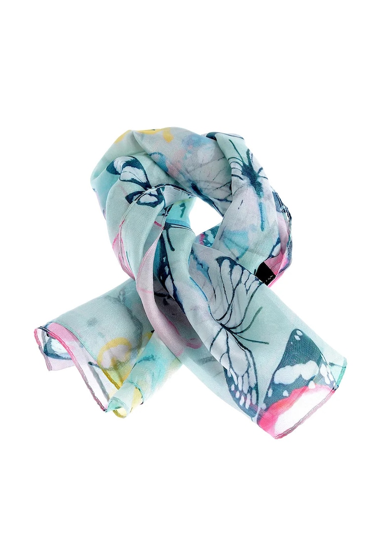 Esarfa din matase cu fluturi multicolori