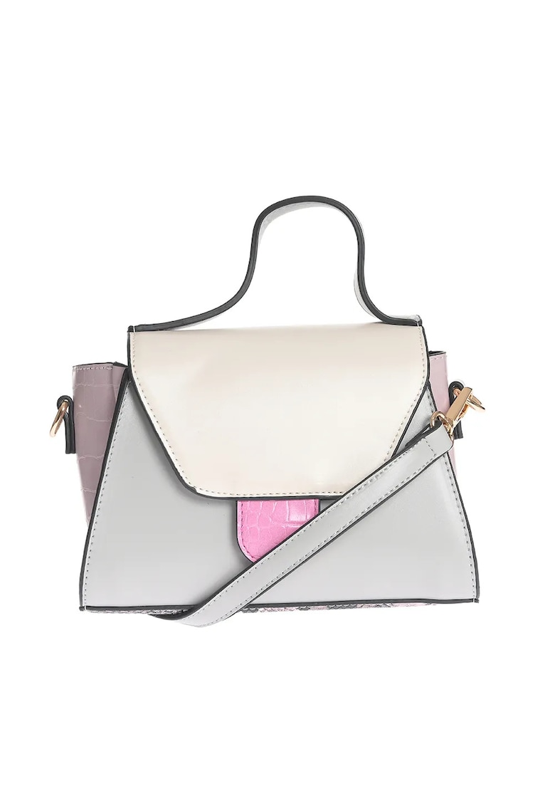 Geanta eleganta multicolora cu design geometric si bareta detasabila