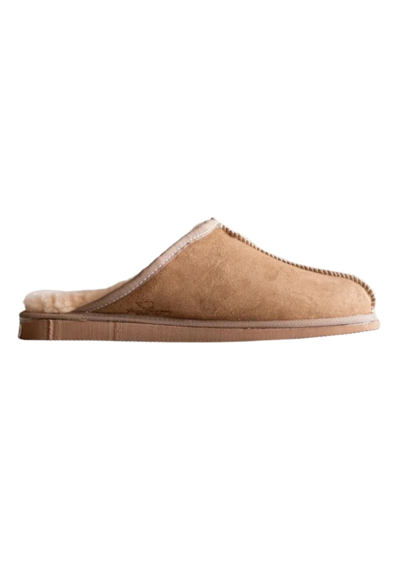 Papuci barbati  lana/piele naturala - maro