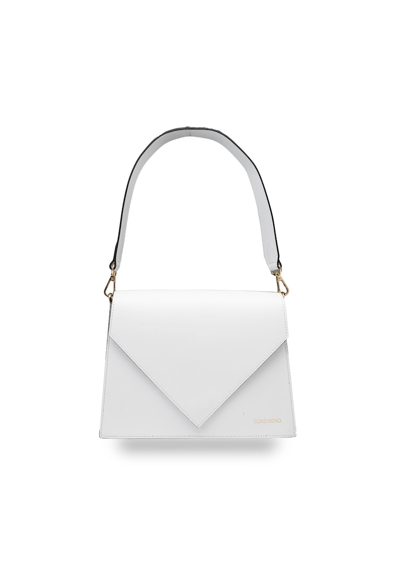 Geanta dama din piele naturala alb Rebeca