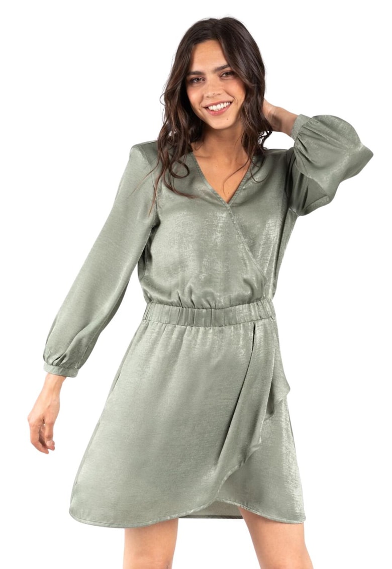 Rochie de dama verde - scurta - maneci lungi - poliester - Rochie de dama verde - scurta - maneci lungi - poliester -