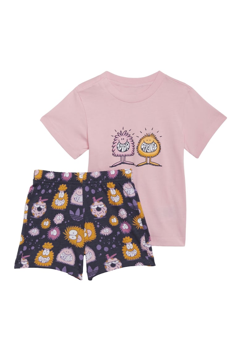 Set tricou&pantaloni scurti din bumbac cu imprimeu grafic - Set tricou&pantaloni scurti din bumbac cu imprimeu grafic -