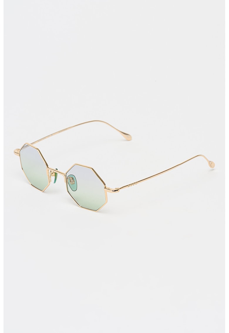 Ochelari de soare unisex cu lentile hexagonale - Auriu
