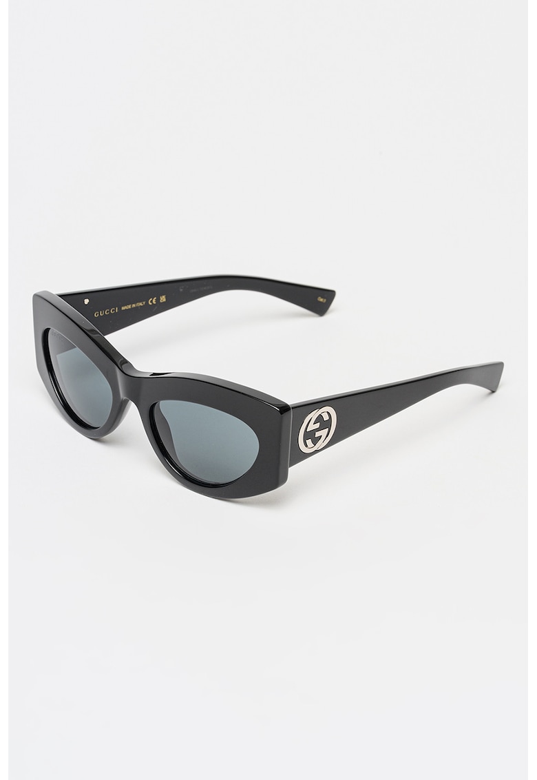 Ochelari de soare cat-eye cu logo - Negru/Argintiu