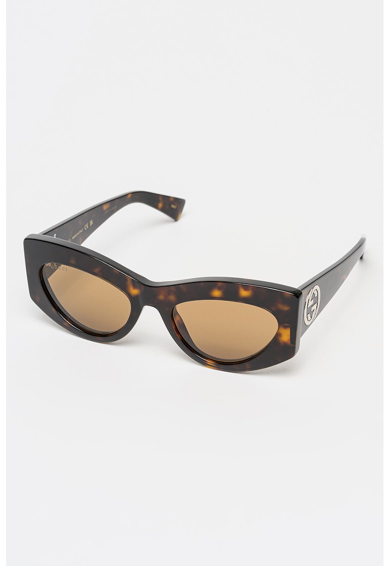 Ochelari de soare cat-eye cu logo - Maro/Argintiu