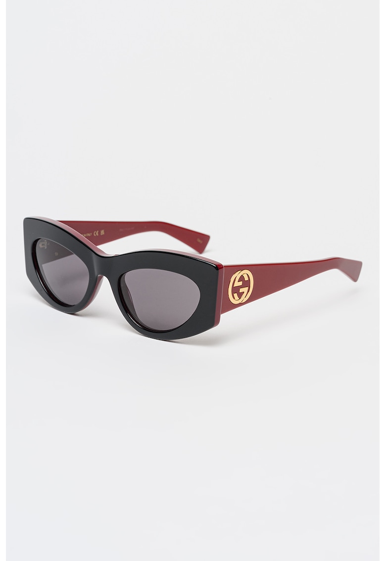 Ochelari de soare cat-eye cu logo - Auriu/Rosu inchis